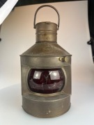 Zabytkowa mosiężna lampa morska rogowa wys.23 cm