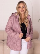 LIVIANA Klasyczna Przejściowa Luźna KURTKA Damska Pikowana Kółka Róż