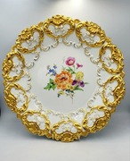 Duża Patera Królewska Miśnia złota biedermeier 28 cm