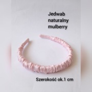 Pudrowy róż jedwabna opaska na głowę 22 momne rękodzieło 