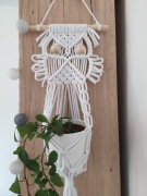 Kwietnik makrama ścienny sowa