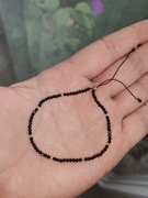 Bransoletka czarna nić jedwabna srebro 925 spinel 