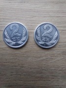 Polska 2 zł zestaw 1989-1990 stan I; aluminium; 2 monety