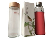 2 x Butelka Bidon na Wodę Szklana 500ml 430ml Neopreonowe Czerwone Etui