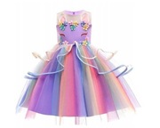 Tęczowa sukienka dla dziewczynki – rozmiar 150/152, 10 lat