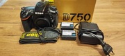 Nikon D750 body. 2 aku. SD 32gb
