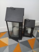 LAMPION LATARNIA ŚWIECZNIK METALOWY - CZARNY - LOFT - ZESTAW 2 SZT +GRATISY