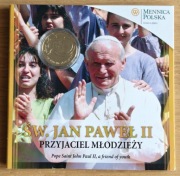Św. Jan Paweł II - Przyjaciel młodzieży. Numizmat w folderze. 