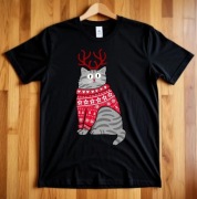 Świąteczna czarna męska koszulka 