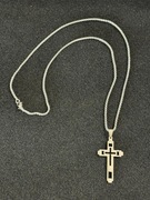 Srebrny krzyżyk z naszyjnikiem 60cm splot włoski - stal chirurgiczna - NOWY