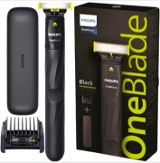 Golarka Philips QP1424/65 One Blade Black z etui i regulowaną nasadką