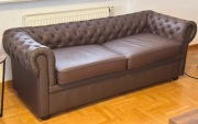 3 Seater Leather Sofa Brown CHESTERFIELD - Beliani