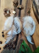 Kolczyki z piór rękodzieło złote romby