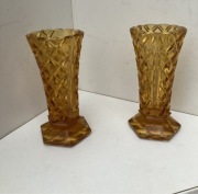 wazony swieczniki szklo miodowe ART DECO bohemia hand made czechoslovakia