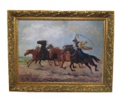 Kolozsvary Endre konie csikos obraz olejny 60x80 w ramie