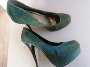 Brokatowe czółenka na platformie Centro rozm 39,5