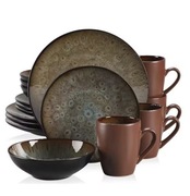 Zestaw obiadowy 16szt. talerze Ceramika Vintage brązowy serwis dla 4 os.