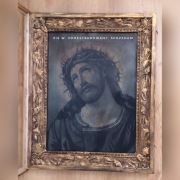 Obraz Jezus Cierpiący oleodruk XIX w. 