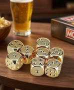 Zestaw Pięciu kostek do gry Kolor złoty Pozłacane 