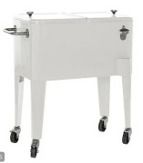Lodówka ogrodowa 56L z białej stali z kółkami, 74x43x80 cm