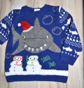 366* George Świąteczny sweter rekin  2/3 lat_ 92/98 cm