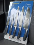 Nowy 5 elementowy zestaw nozy Russell Hobbs czarne Diamondstone 