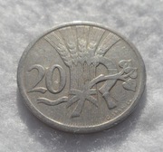 Czechosłowacja I. Republika ČSR 20 halerzy haléřů 1921 KM# 1