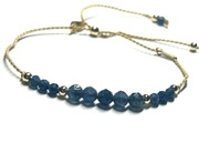 Bransoletka Kamień naturalny Szafir Złote kuleczki 14k GF Jedwab