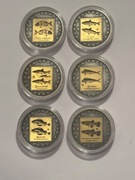 Ryby. Zestaw 6 sztuk. Srebrzona fi 32 mm. 2013 Gyges