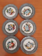 Podstawki cynowe z porcelanowym srodkiem