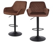 Krzesła barowe 2 szt obrotowe regulowane aksamit brąz