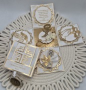 ExplodingBox pamiątka Komunia Święta RÓŻNE WZORY tloczenia/lustrzane zloto