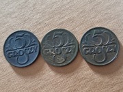 Polska, 3x 5 groszy 1923 , 1928 , 1937 II RP stan