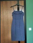 Mohito Granatowa sukienka w groszki kropki na ramiączkach z falbanką r. 36
