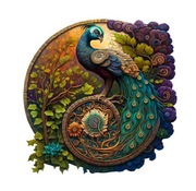 Puzzle drewniane układanka wooden łamigłówka paw Dla dzieci kolorowy paw