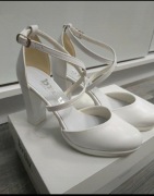 NOWE buty ślubne czółenka białe brilu  36