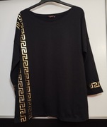 Bluzka damska czarna ze złotym wzorem oversize 