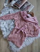 HANDMADE Sweterek Szydełkowy Pudrowy Róż 219zł Rękodzieło Rozmiar S 36