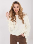 Ecru sweter oversize z okrągłym dekoltem