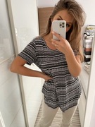 Bluzka luźna H&M M/38 czarno biała z krótkim rękaw