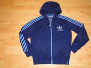 BLUZA  ADIDAS VINTAGE M/L rozsuwana z kapturem granatowa