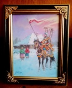 HUSARZ NA KONIU-   OBRAZ OLEJNY NA PŁÓTNIE -J. KOSSAK