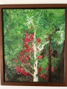 Pejzaż z brzozą 55x45 cm ręcznie malowany na płótnie