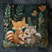 Poszewka na poduszkę, las, dzikie zwierzęta, przyjaciele, 45x45cm