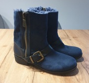 Ocieplane, granatowe botki, trapery, Xti, rozmiar 39