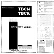 Takeuchi TB014 TB016 Excavator Operators Manual  Instrukcja obsługi DTR