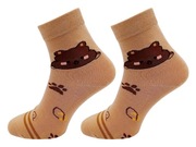 Skarpety Skarpetki Damskie Kolorowe Misie Bawełniane Wysokie Wzory