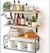 PÓŁKA KUCHENNA ŚCIENNA REGAŁ ZESTAW PÓŁKI 3SZT DREWNIANA METALOWA ORGANIZER