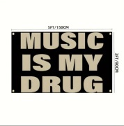 Duża Flaga Tapiseria "Music is my Drug"  150x90 cm | Aesthetic Room De