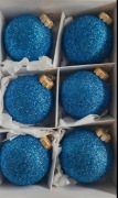 Bombki szklane 80mm 6szt turkusowe  brokatowe kolory  